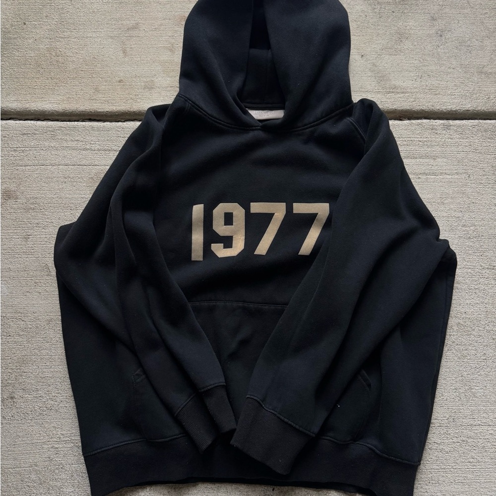 Fear of God Black Hoodie with Cream Print